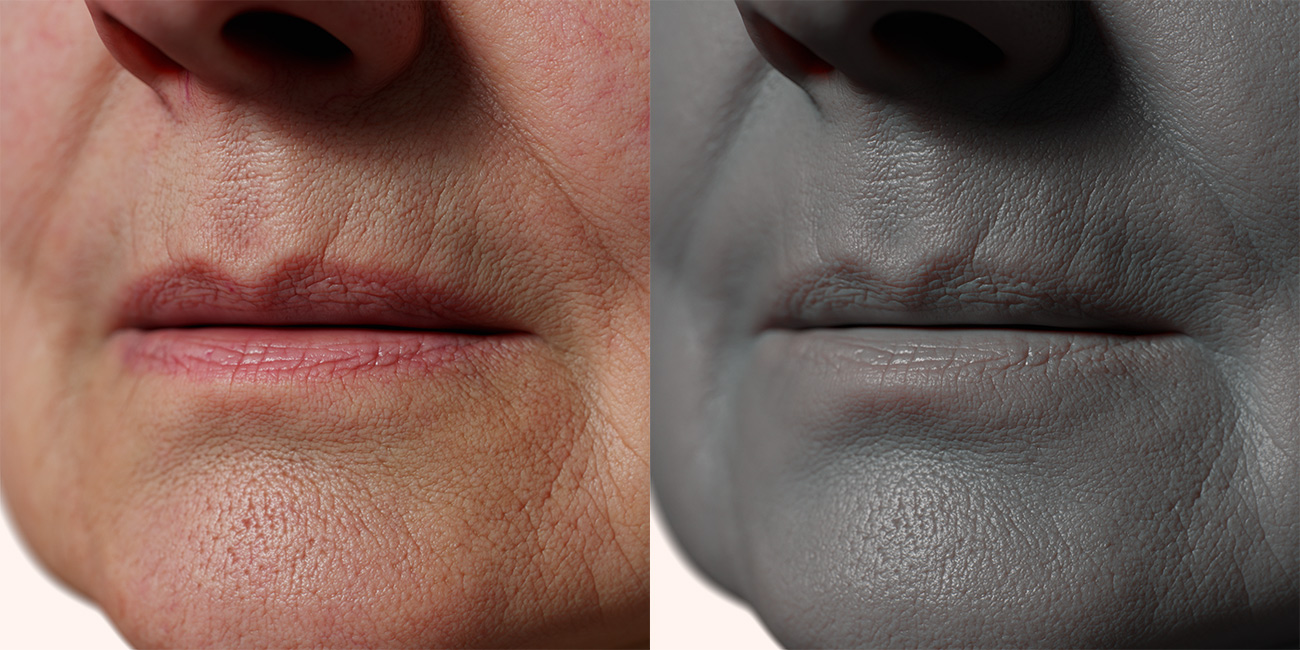 Female head scan skin pore details 